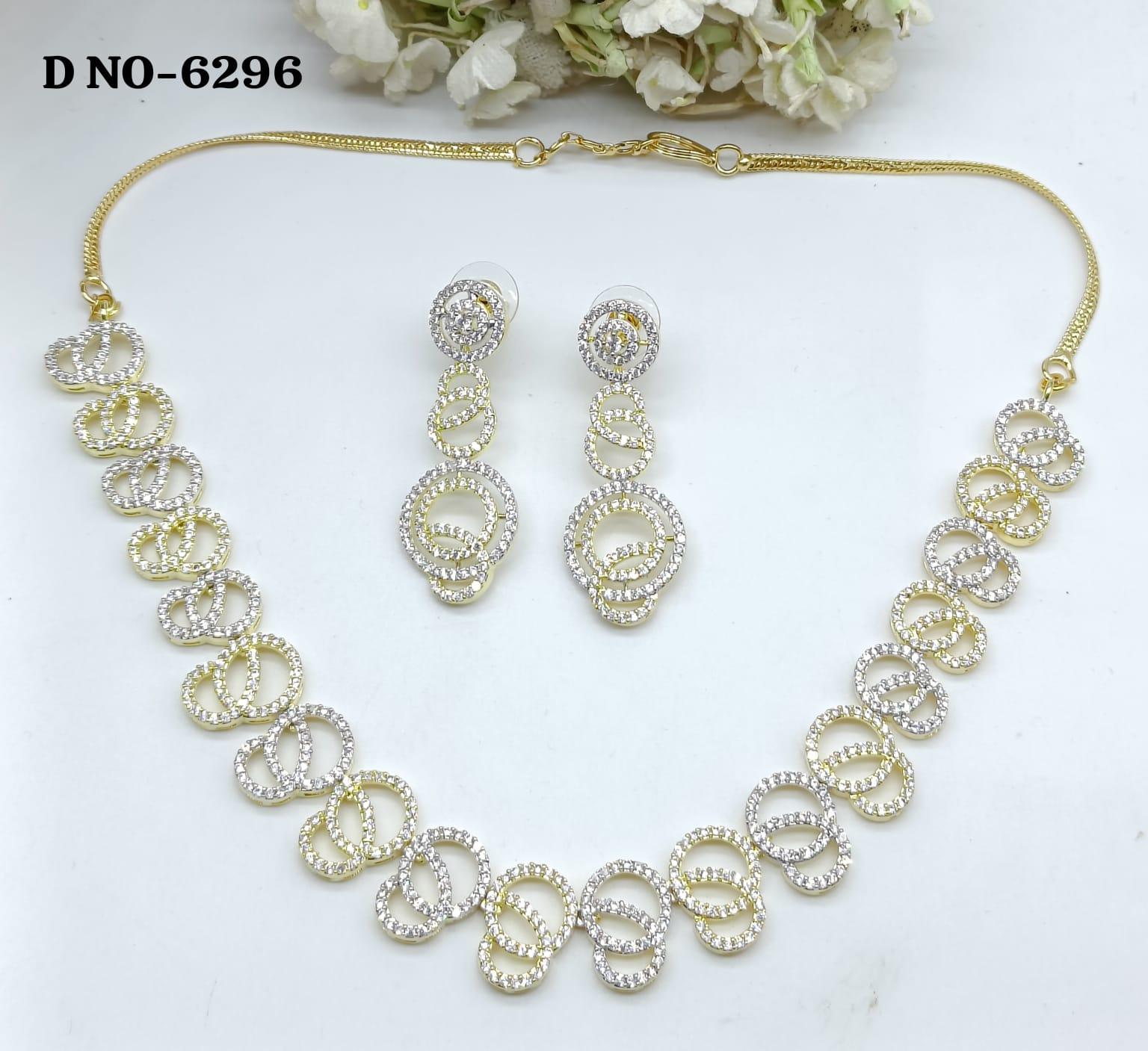 American Diamond Two Tonne Necklace Sku- 6296 C3 - rchiecreation