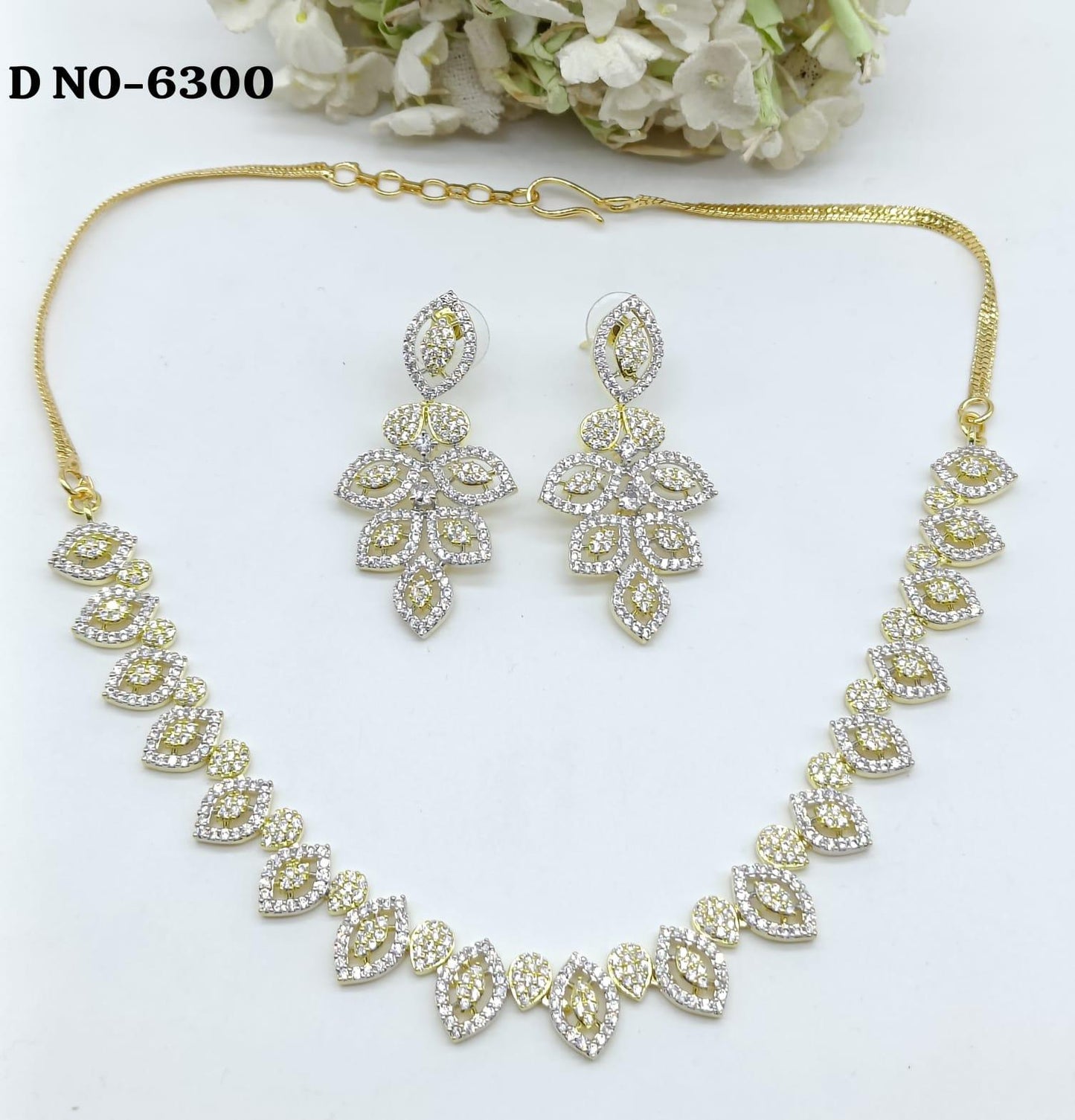 American Diamond Two Tonne Necklace Sku- 6300 C3 - rchiecreation