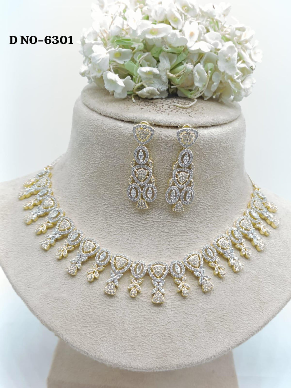 American Diamond Two Tonne Necklace Sku- 6301 C3 - rchiecreation