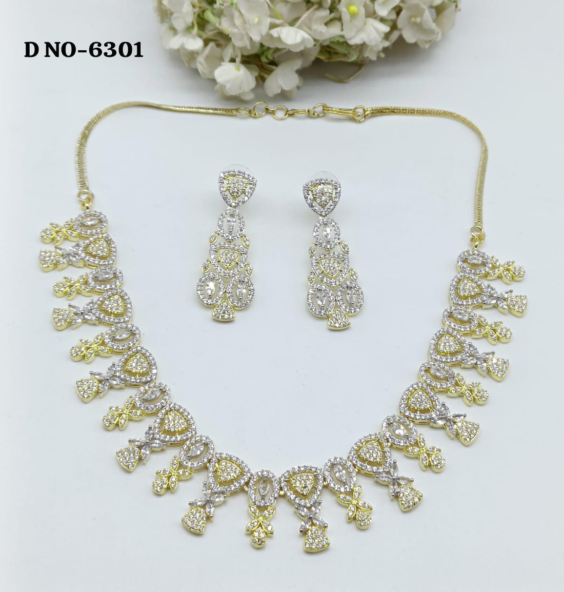 American Diamond Two Tonne Necklace Sku- 6301 C3 - rchiecreation