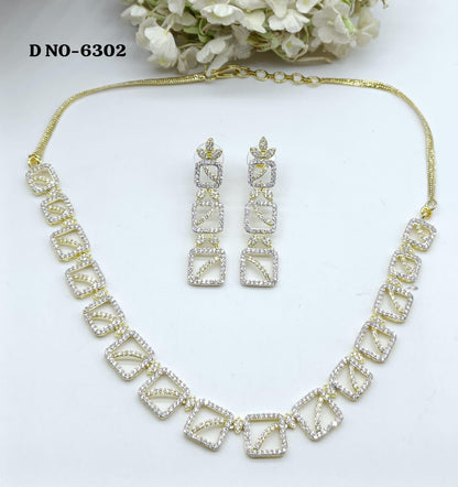 American Diamond Two Tonne Necklace Sku- 6302C3 - rchiecreation