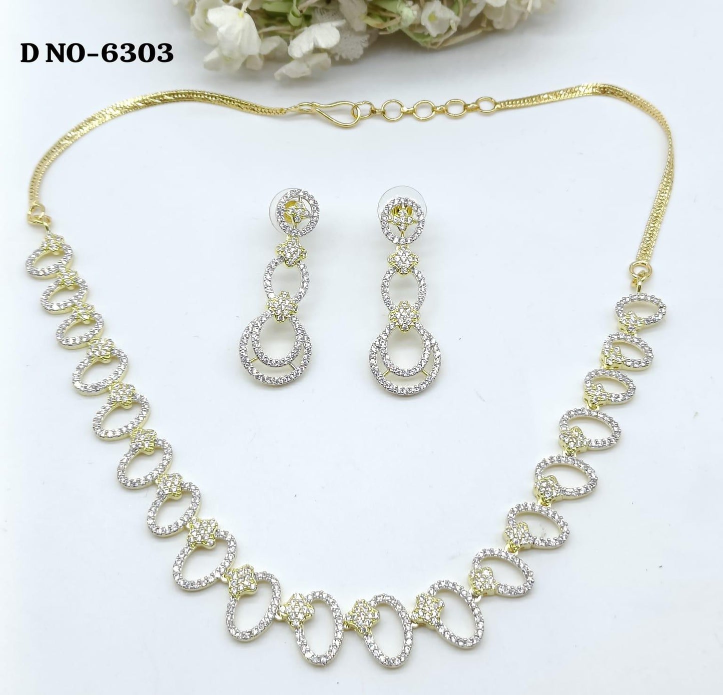 American Diamond Two Tonne Necklace Sku- 6303 C3 - rchiecreation