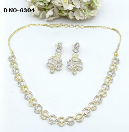 American Diamond Two Tonne Necklace Sku- 6304 C3 - rchiecreation