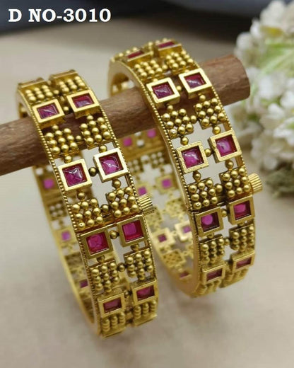 Antique Golden Bangles Sku-3010 D1 - rchiecreation