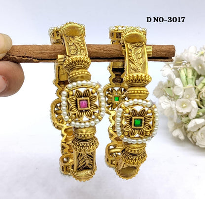 Antique Golden Bangles Sku-3017 D2 - rchiecreation