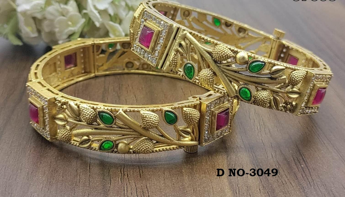 Antique Golden Bangles Sku-3049 D2 - rchiecreation