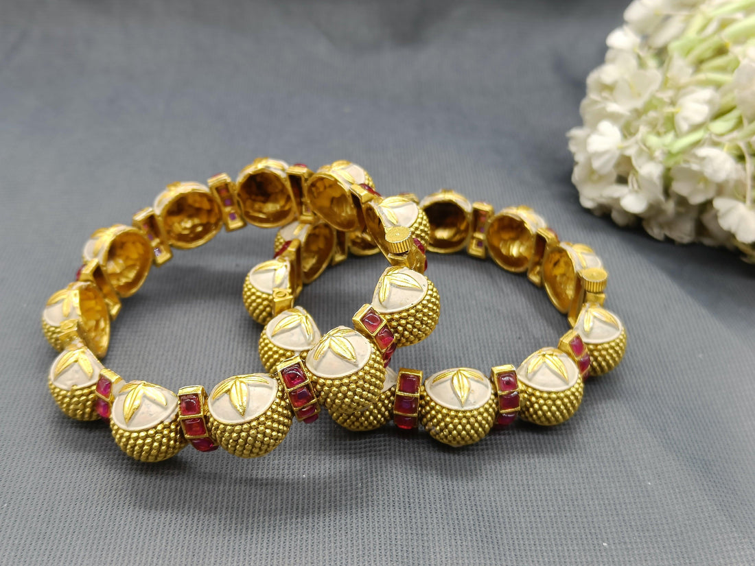 Antique Golden Bangles Sku-3055 D2 - rchiecreation