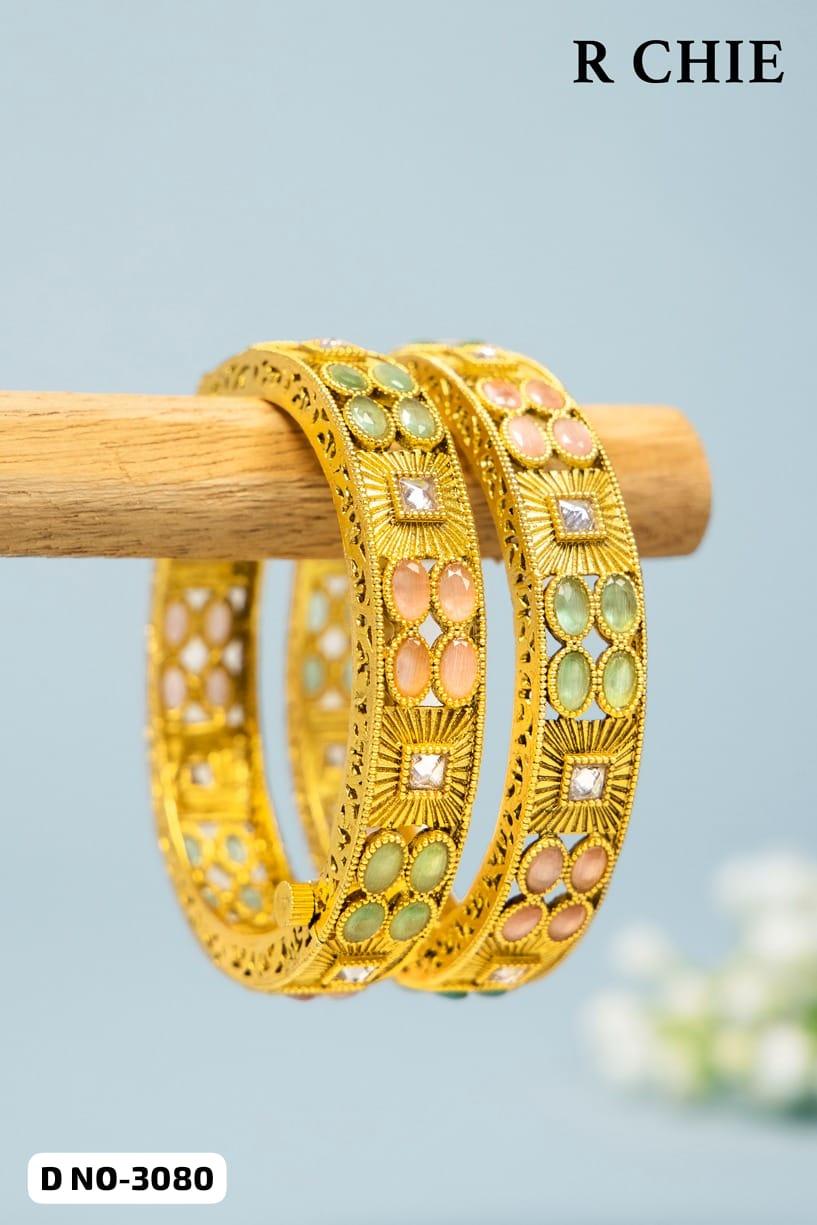 Antique Golden Bangles Sku-3080 D2 - rchiecreation