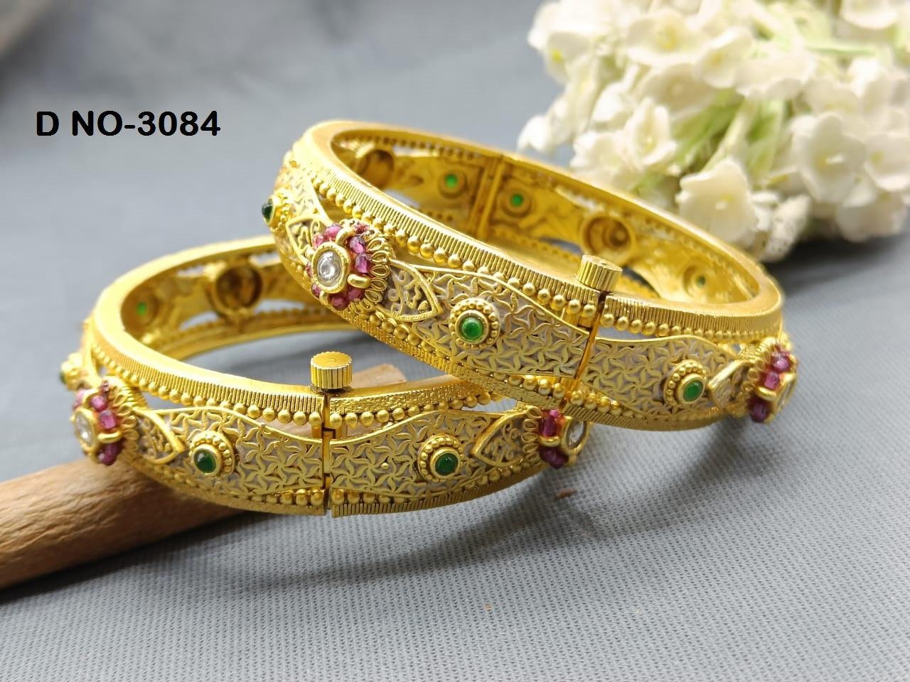 Antique Golden Bangles Sku 3084 D2 - rchiecreation