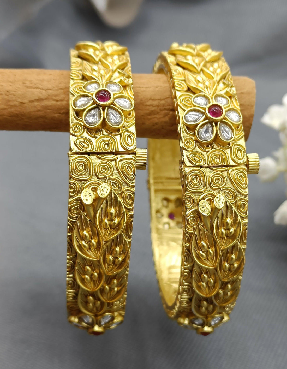 Antique Golden Bangles Sku-3085 D2 - rchiecreation
