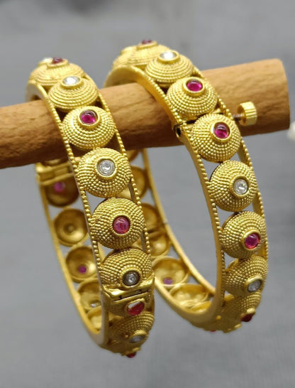 Antique Golden Bangles Sku-3086 D1 - rchiecreation