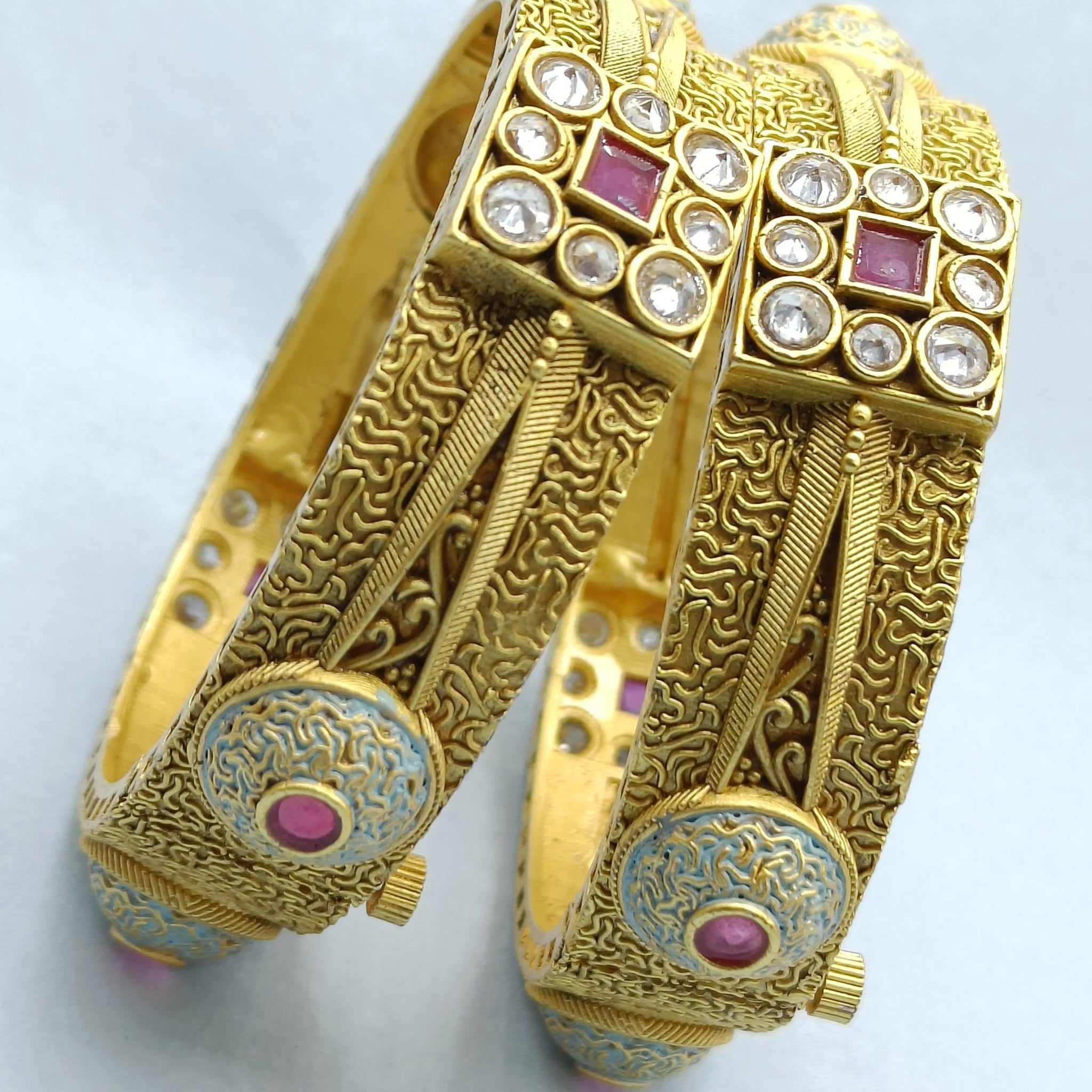 Antique Golden Bangles Sku-3098 D1 - rchiecreation