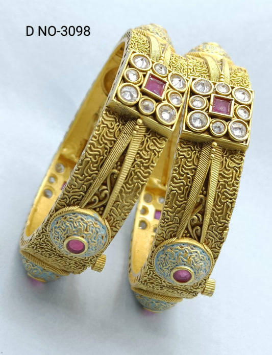 Antique Golden Bangles Sku-3098 D1 - rchiecreation