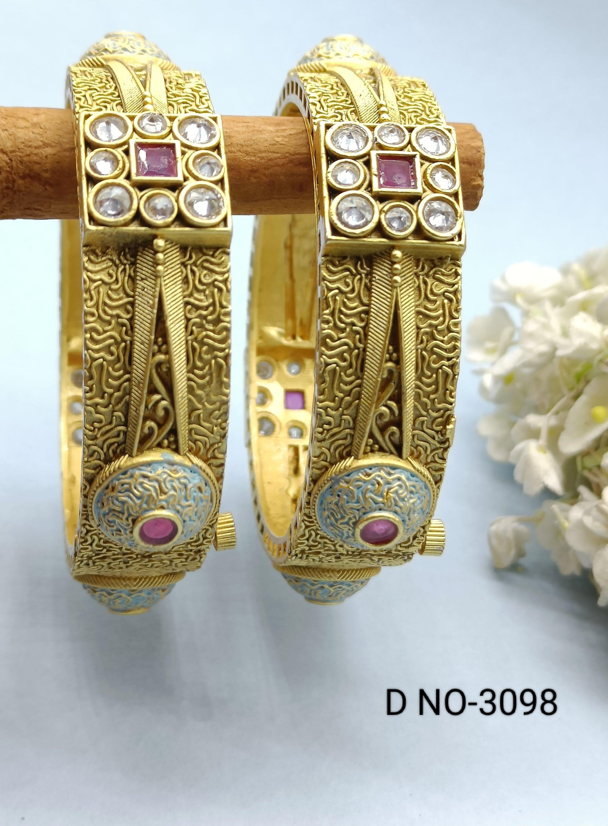 Antique Golden Bangles Sku-3098 D1 - rchiecreation