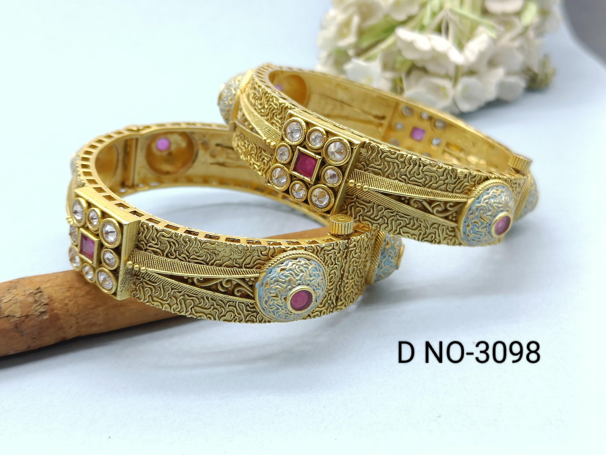 Antique Golden Bangles Sku-3098 D1 - rchiecreation