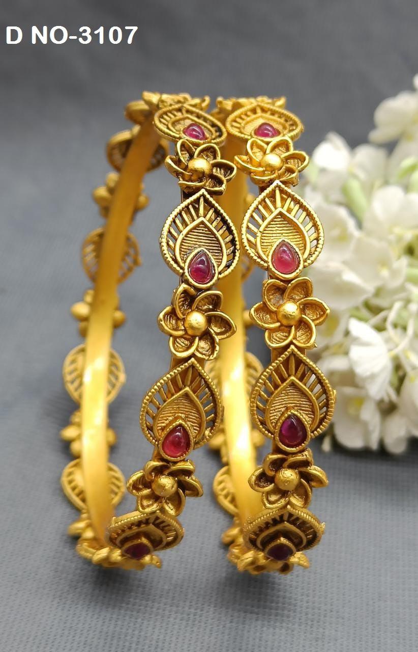 Antique Golden Bangles Sku-3107 D1 - rchiecreation