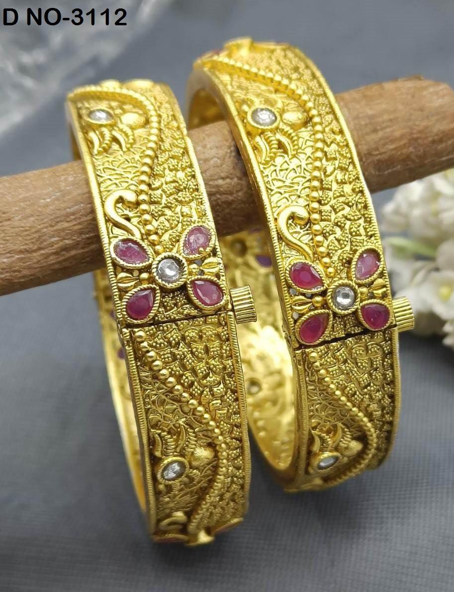 Antique Golden Bangles Sku-3112 D1 - rchiecreation