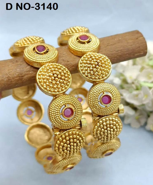 Antique Golden Bangles Sku-3140 D2 - rchiecreation