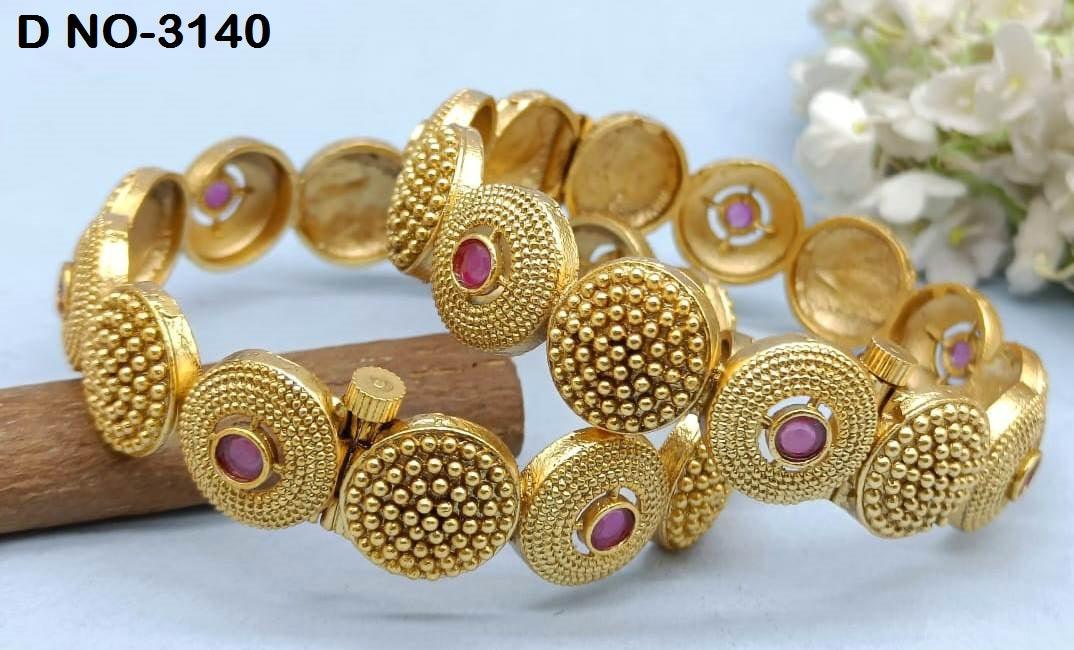 Antique Golden Bangles Sku-3140 D2 - rchiecreation