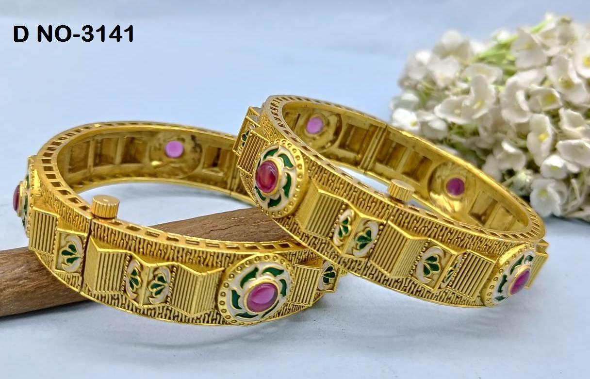 Antique Golden Bangles Sku-3141 D2 - rchiecreation