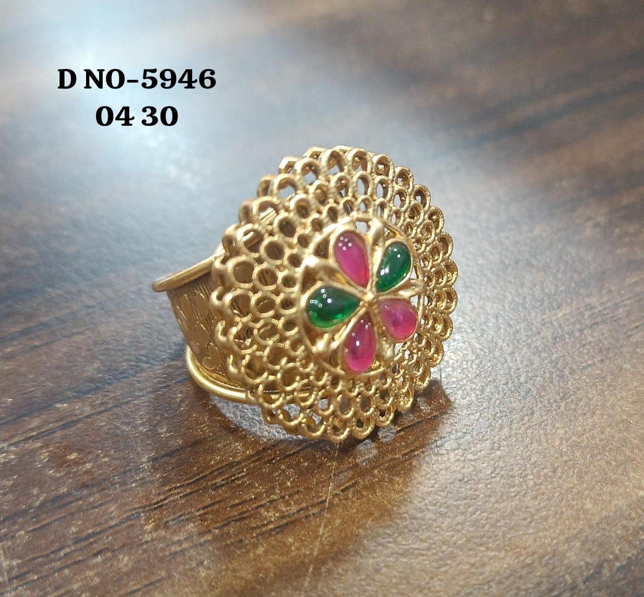 Antique Golden Finger Ring Sku-5946 - rchiecreation