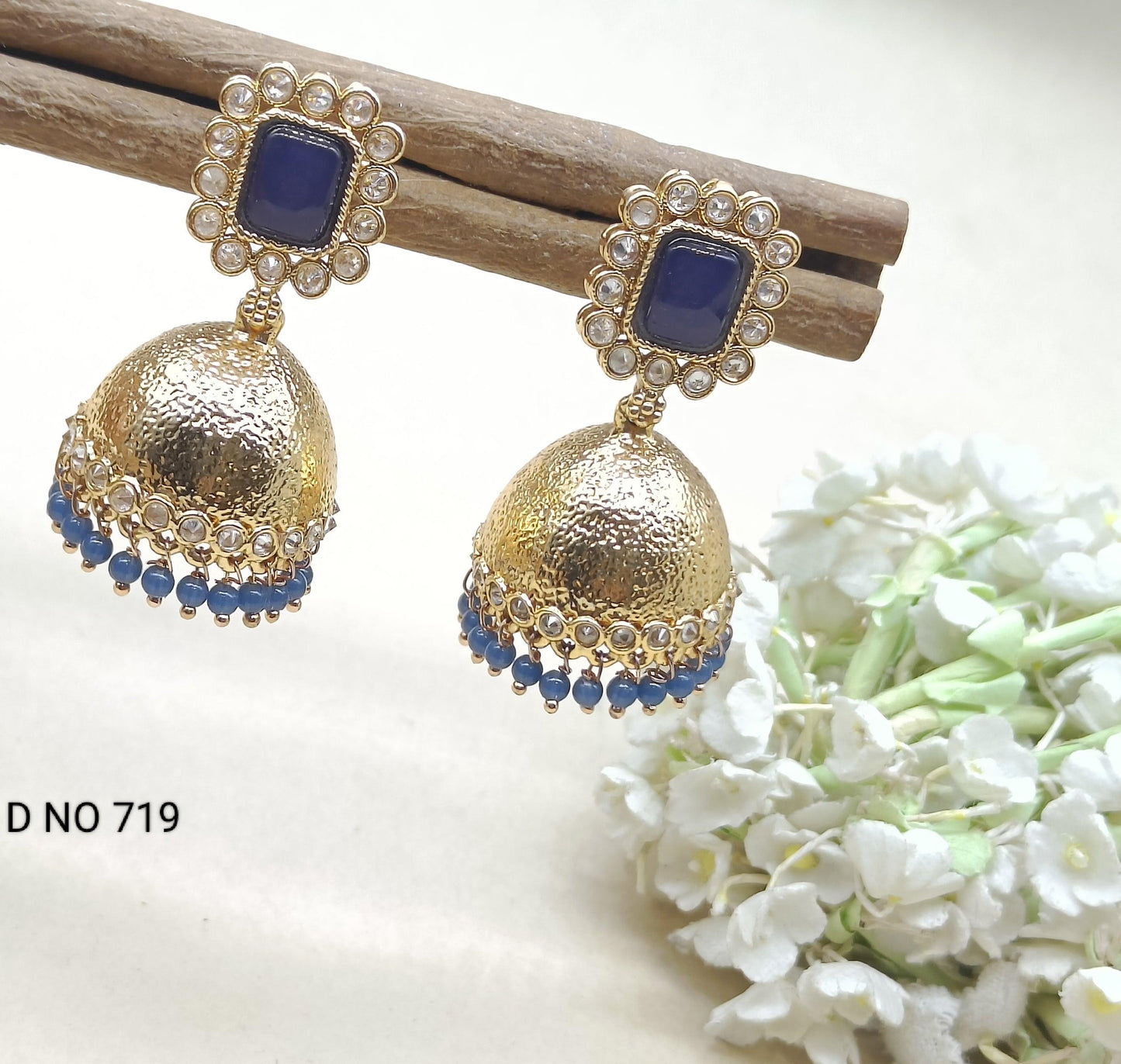 Antique Golden Jhumki Earrings Sku 719 D3 - rchiecreation