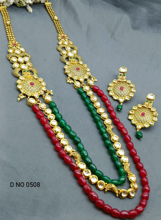 Antique Golden Long Necklace Set Sku 0508 D3 - rchiecreation