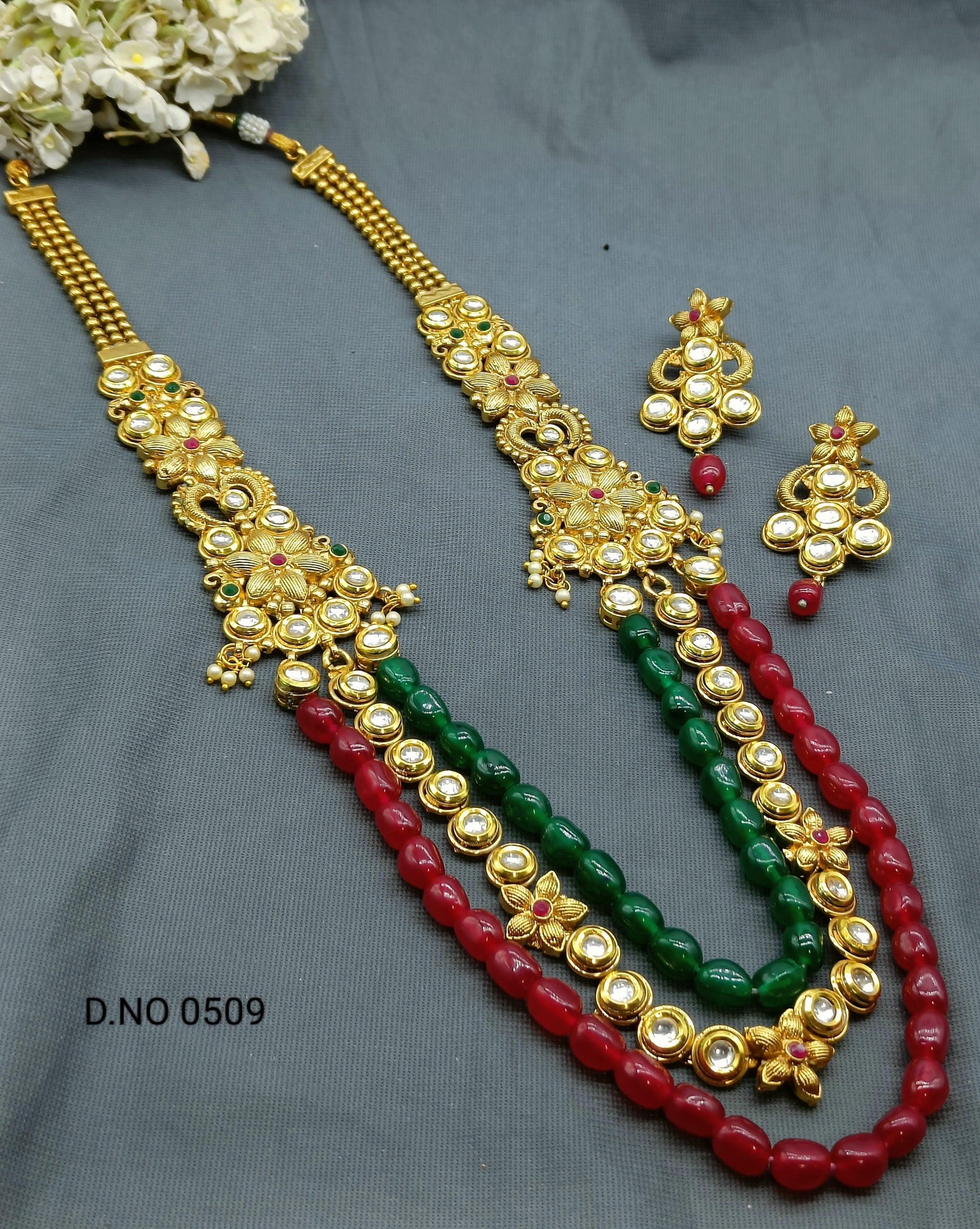 Antique Golden Long Necklace Set Sku 0509 D3 - rchiecreation