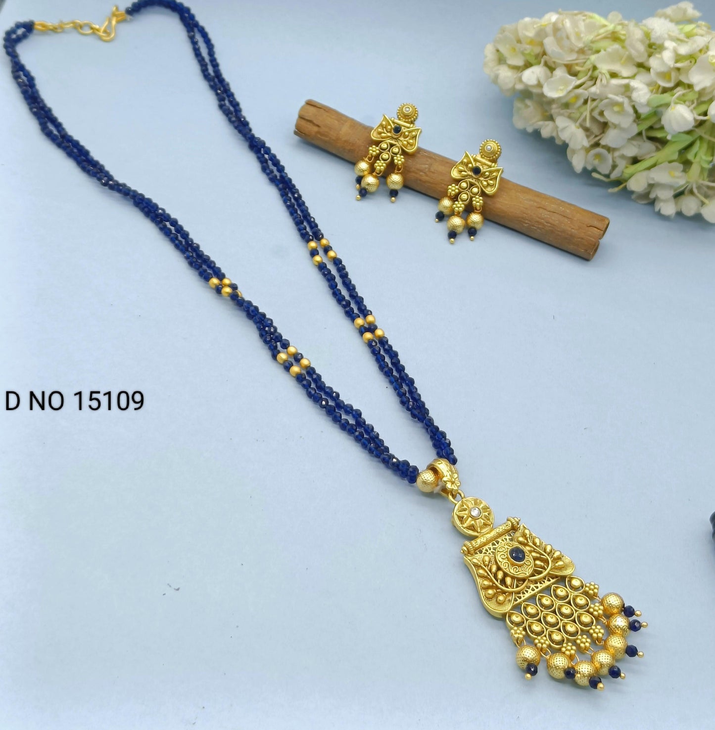 Antique Golden Long Necklace Sku 15109 D3 - rchiecreation