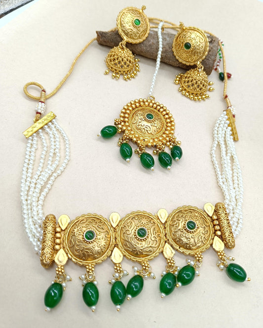 Antique Golden Necklace Sku 11 D3 - rchiecreation