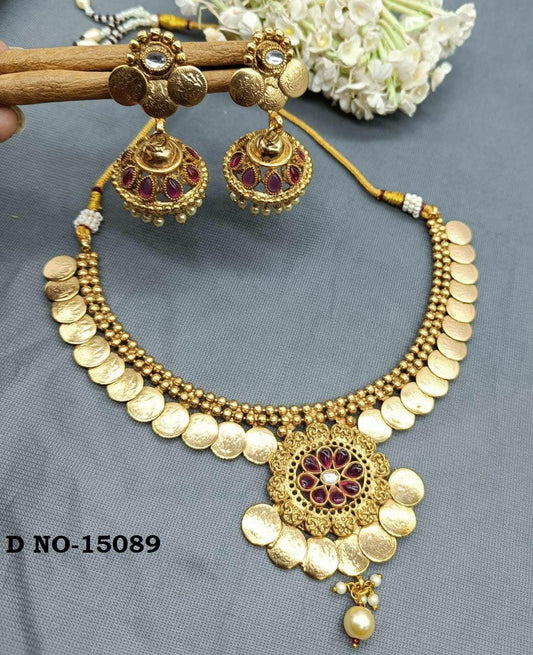 Antique Golden Necklace sku 15089 D3 - rchiecreation