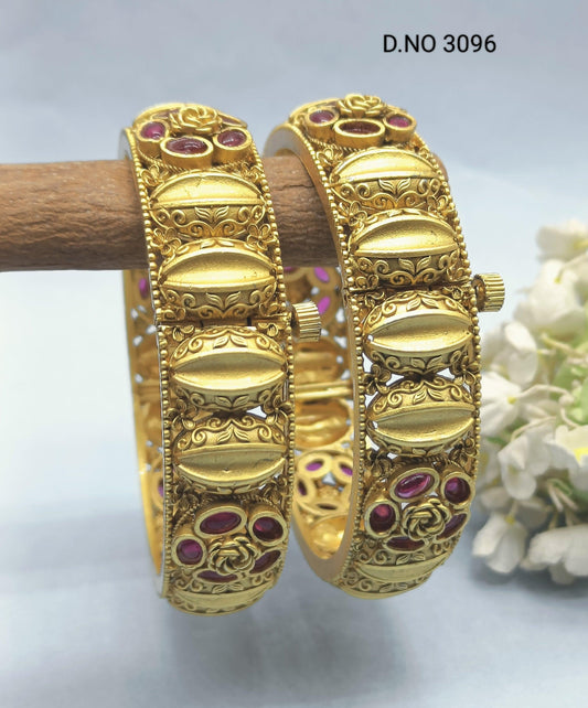 Antique Golden Openable Bangles Sku 3096 D2 - rchiecreation