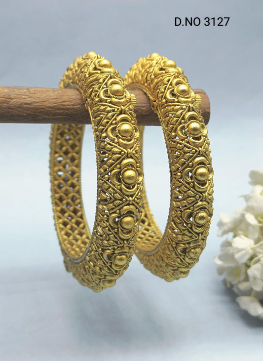 Antique golden openable bangles Sku 3127 D2 - rchiecreation