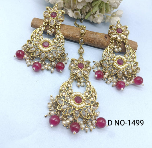 Antique Golden Polki Earrings-Tika Sku-1499 A2 - rchiecreation