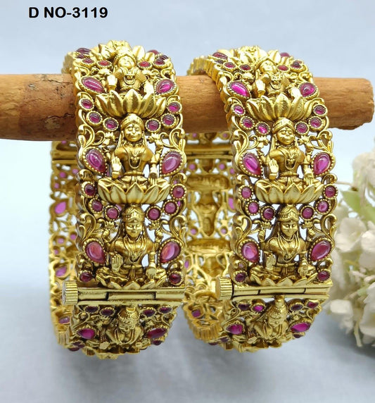 Antique Golden Temple Jewellery Bangles Sku-3119 D2 - rchiecreation