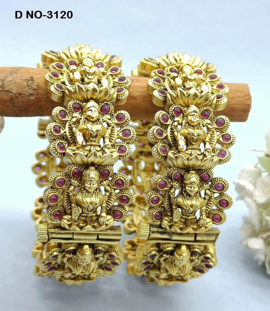 Antique Golden Temple Jewellery Bangles Sku-3120 D2 - rchiecreation