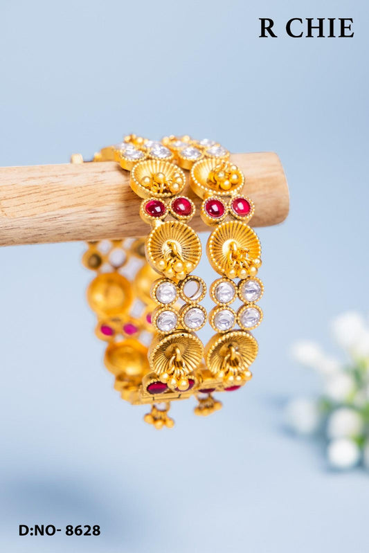 Artificial Jewellery Golden Bangles Sku-8628 D2 - rchiecreation