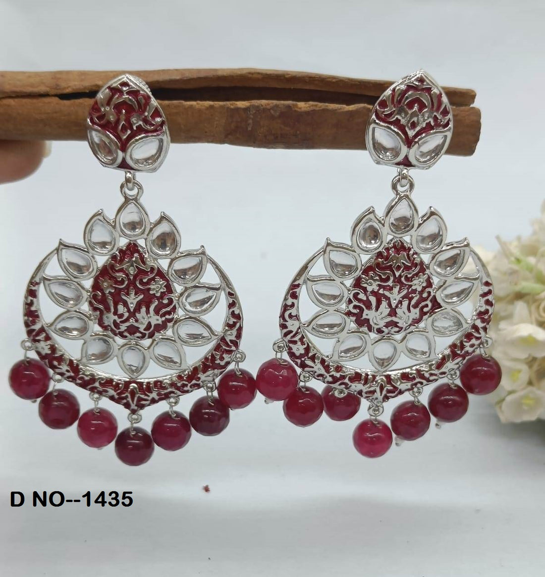 Victorian Polki Kundan Earring Sku-1435 rchiecreation