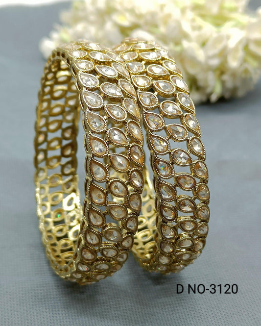 Beautiful Mehndi Polki Bangles Sku- 3120 G3 - rchiecreation