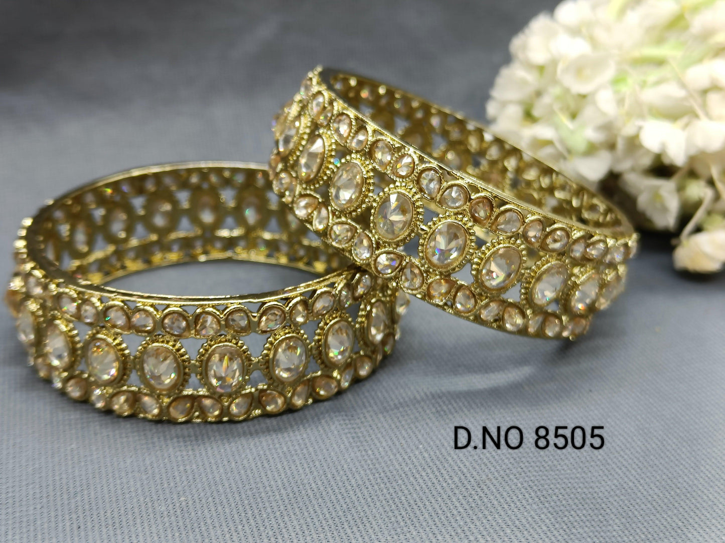 Beautiful Mehndi Polki Bangles Sku- 8505 G2 - rchiecreation