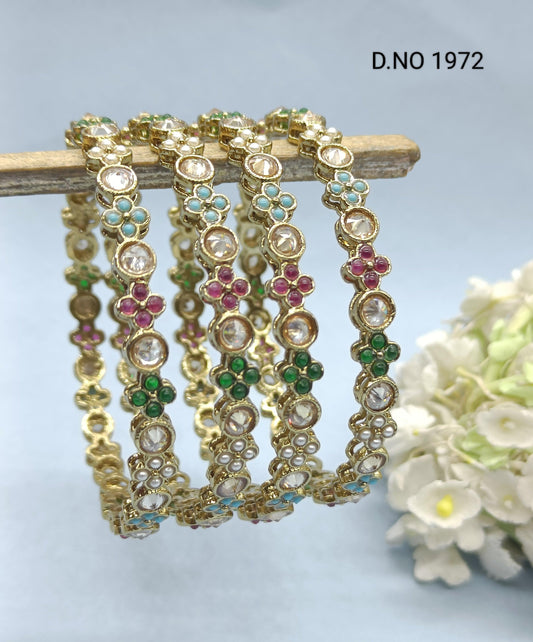 Beautiful Multy Polki Bangles Sku-1972 F1 - rchiecreation