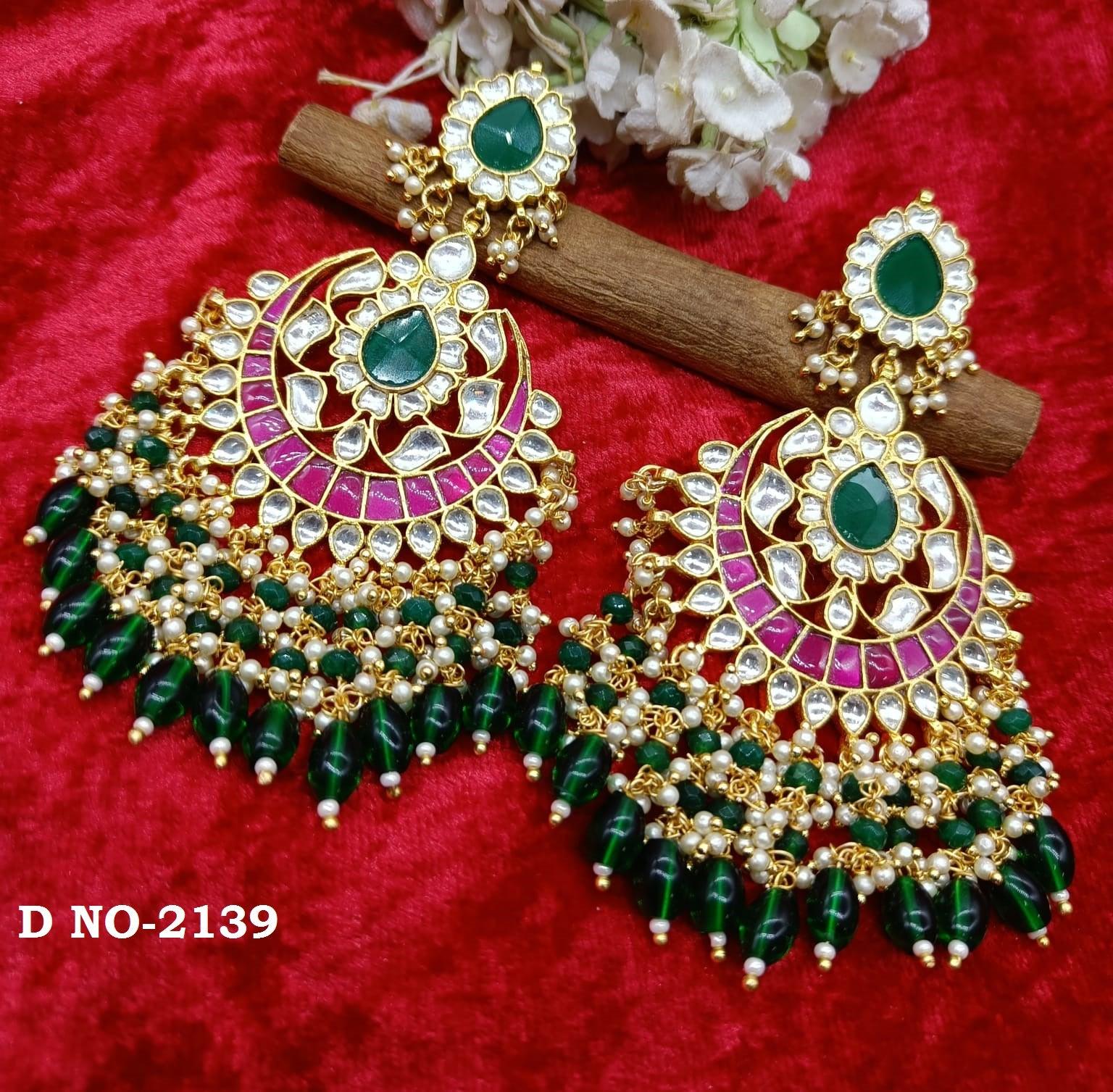 Beautiful Pachi kundan earrings-2139 - rchiecreation