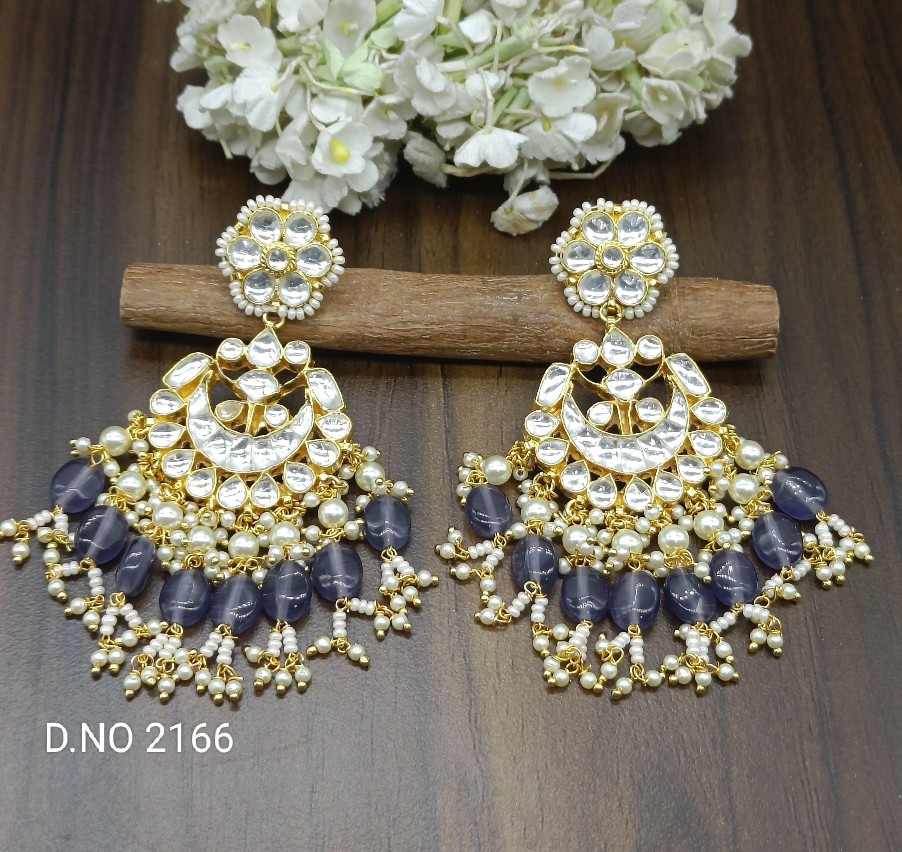 DER201 jadau shops pachi kundan earrings with pearls , Indian JEWELLERY