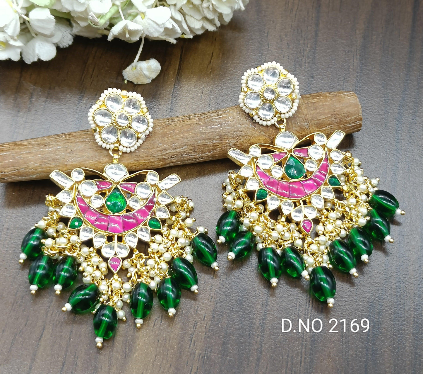 Beautiful Pachi Kundan Earrings Sku 2169 - rchiecreation