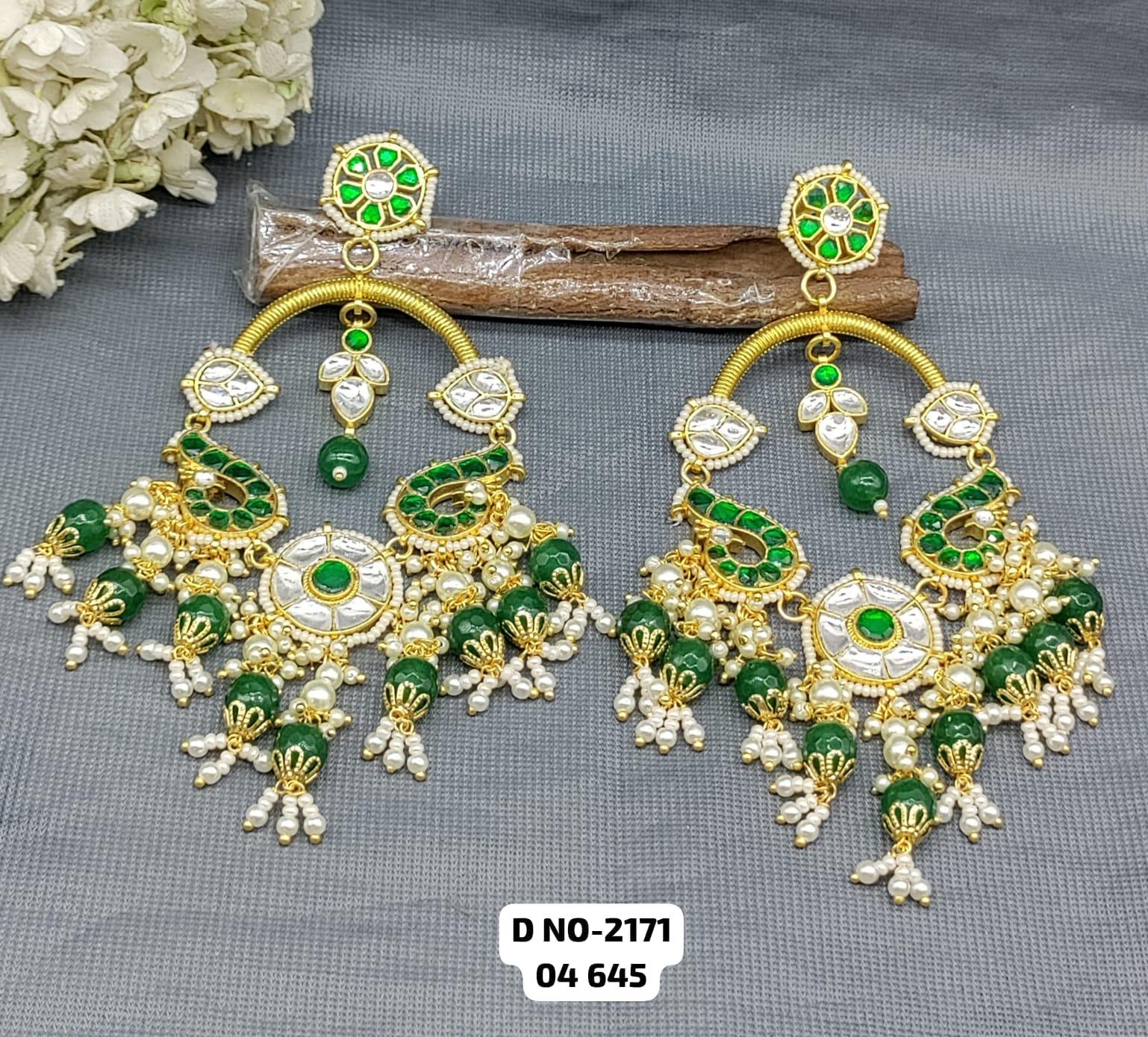 Beautiful Pachi Kundan Earrings Sku 2171 - rchiecreation