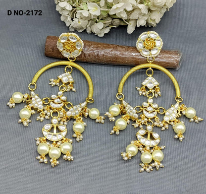 Beautiful Pachi Kundan Earrings Sku 2172 - rchiecreation