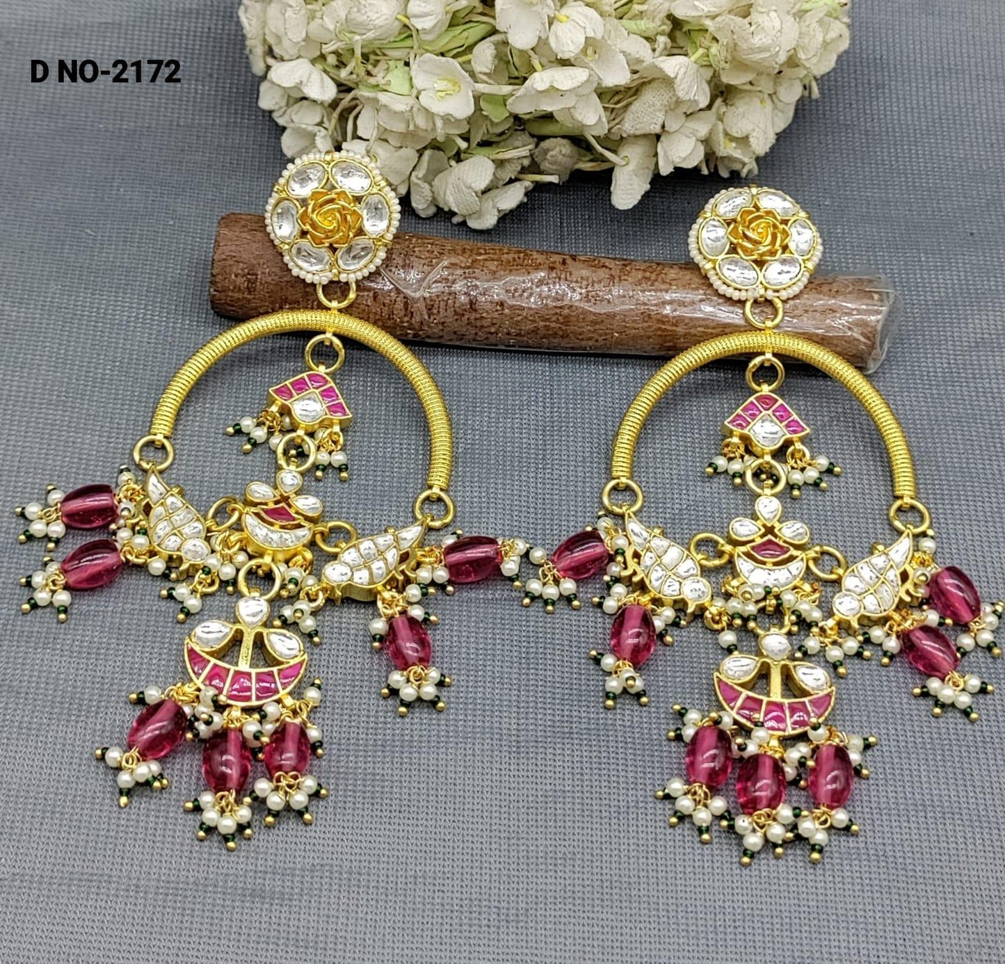 Beautiful Pachi Kundan Earrings Sku 2172 - rchiecreation