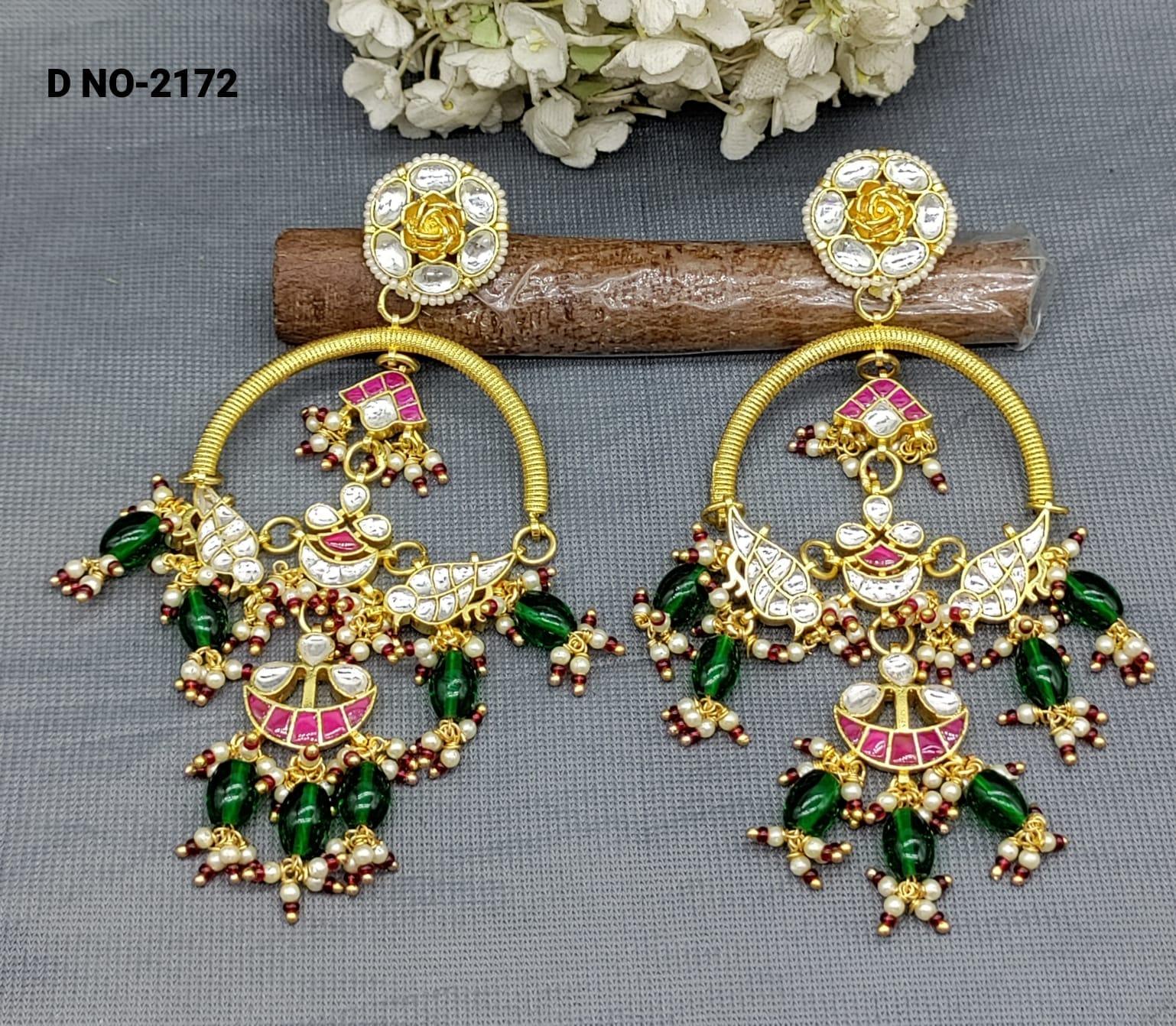 Beautiful Pachi Kundan Earrings Sku 2172 - rchiecreation