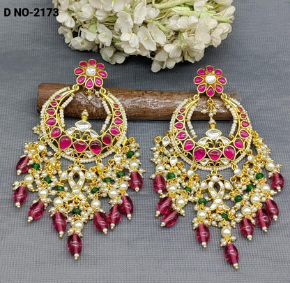 Beautiful Pachi Kundan Earrings Sku 2173 - rchiecreation