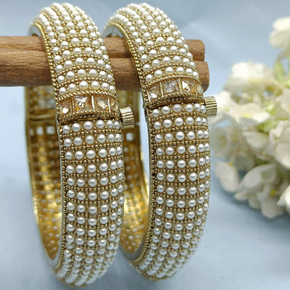 Beautiful Pearl Polki Bangles Sku 3175 G2 - rchiecreation